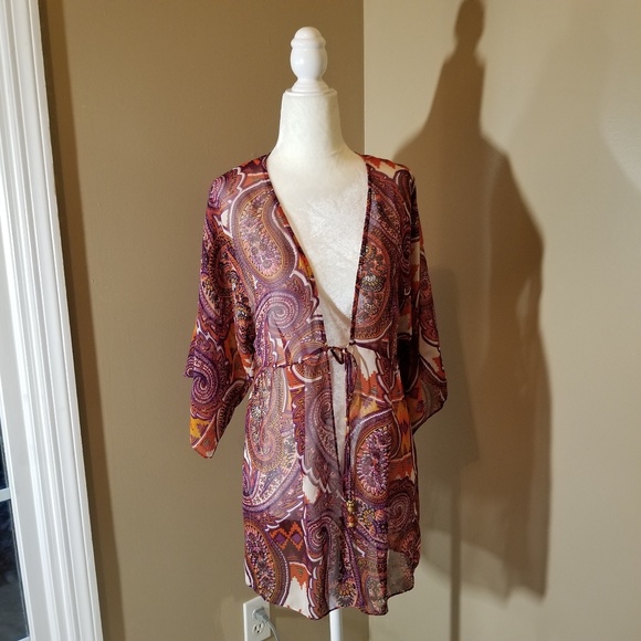 CAbi Tops - CAbi 841 Epic purple tie front tunic